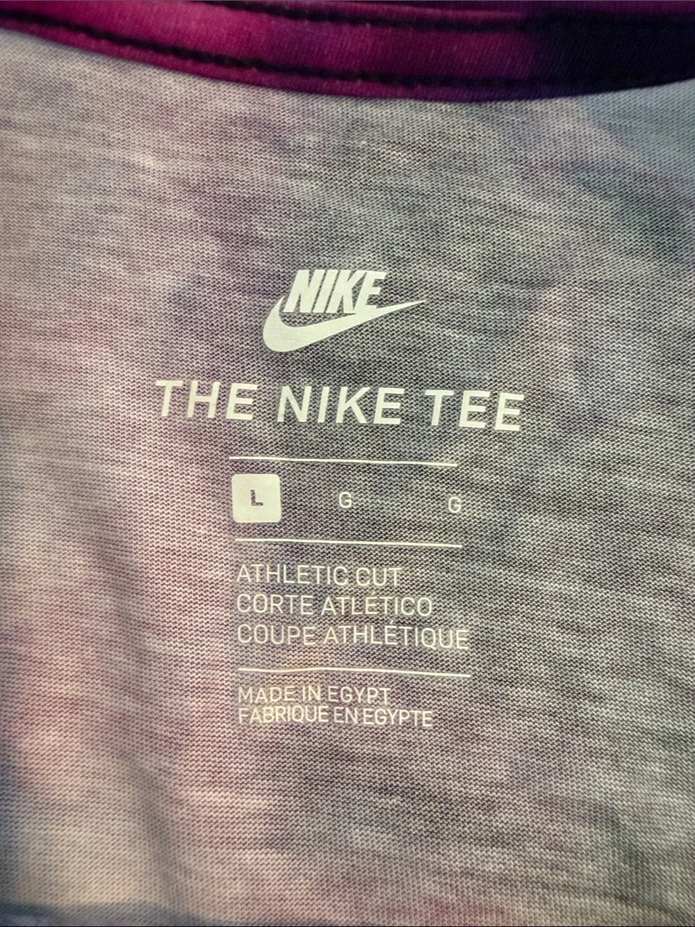 Nike Men’s Purple and Pink Tie-Dye Short Sleeve Tee with Logo Patch